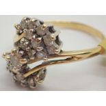 18ct gold fancy diamond cluster ring siz