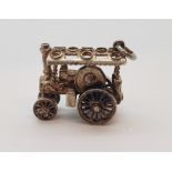 Gold plated traction engine charm