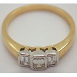 18ct gold three stone diamond ring size