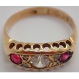 Vintage 18ct gold ruby diamond and cubic