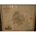 Framed and glazed antique map of Herefor