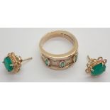 9ct gold emerald and diamond ring size O