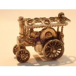 Gold plated traction engine charm