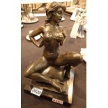 Signed erotic bronze female nude H: 28 c