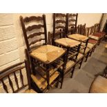 Fourteen various dining chairs including