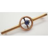 Vintage 9ct gold and sapphire bar brooch