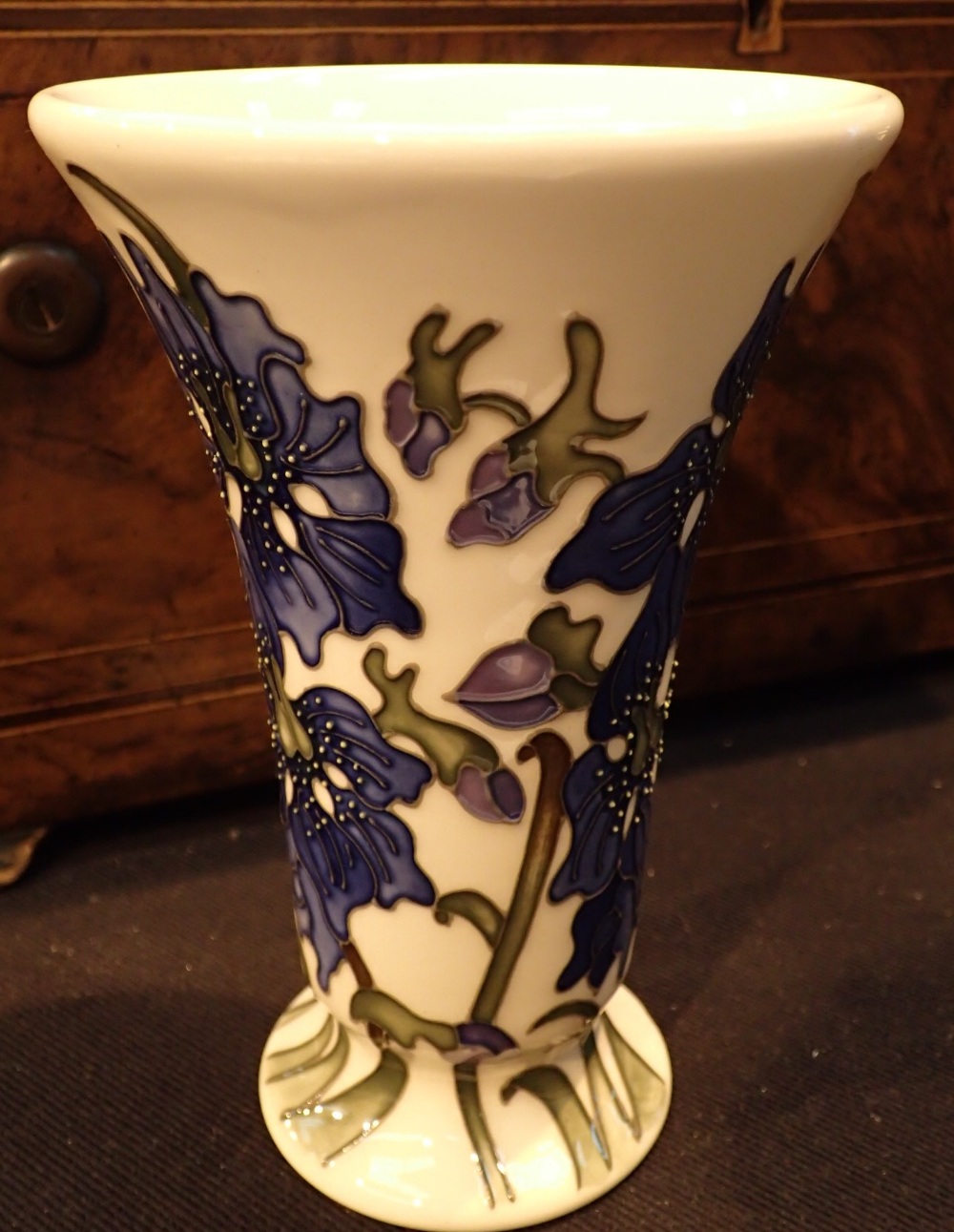 Moorcroft vase in the Delphinium pattern