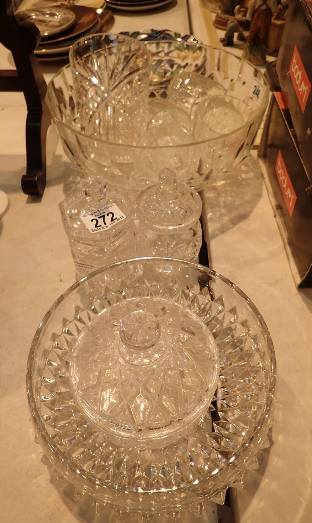 Collection of cut glass bowls and glasse