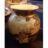 Oriental crackle glazed pot with ship un