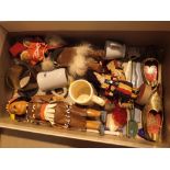 Box containg dolls and souvenir items