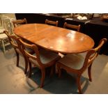 Yew extending dining table and six chair