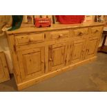 Pine sideboard with four cupboards and f