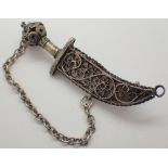 White metal dagger brooch with pin blade