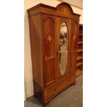 Edwardian mirror single door inlaid wardrobe with single drawer CONDITION REPORT: H