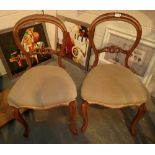 Pair of upholstered balloon back chairs CONDITION REPORT: One wobbles a little one