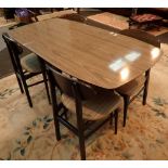 Retro dropleaf 1970s dining table with four matching chairs