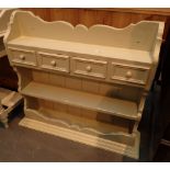 Painted pine wall shelves with four drawers 95 x 21 x 90 cm H