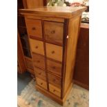 Contemporary set of ten drawer oak chest 52 x 200 cm