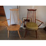 Ercol two carver chairs part rubbed down