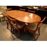 Yew extending dining table and six chairs 175 cm extended