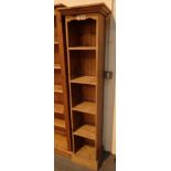 Tall narrow oak shelves 32 x 28 x 180 cm H