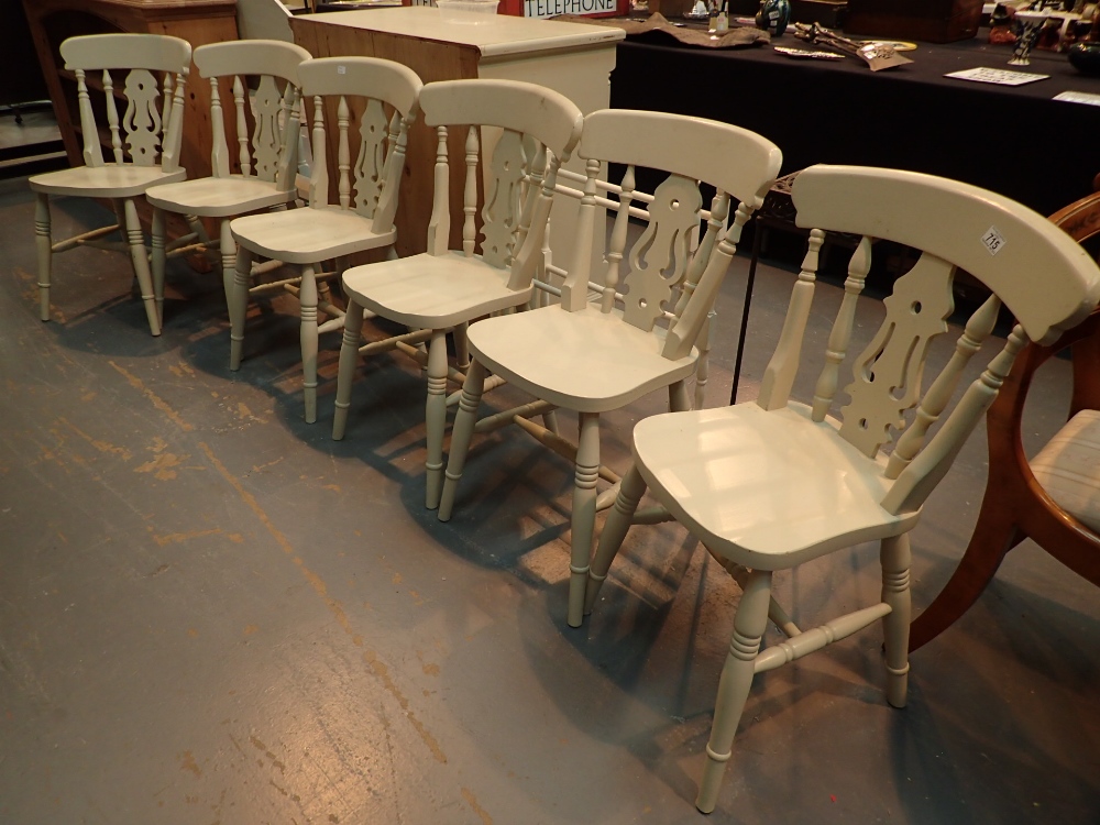 Six painted kitchen chairs