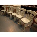 Six painted kitchen chairs