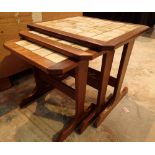 G Plan nest of three tile top tables