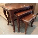 Nest of three vintage mahogany tables with cabriole legs