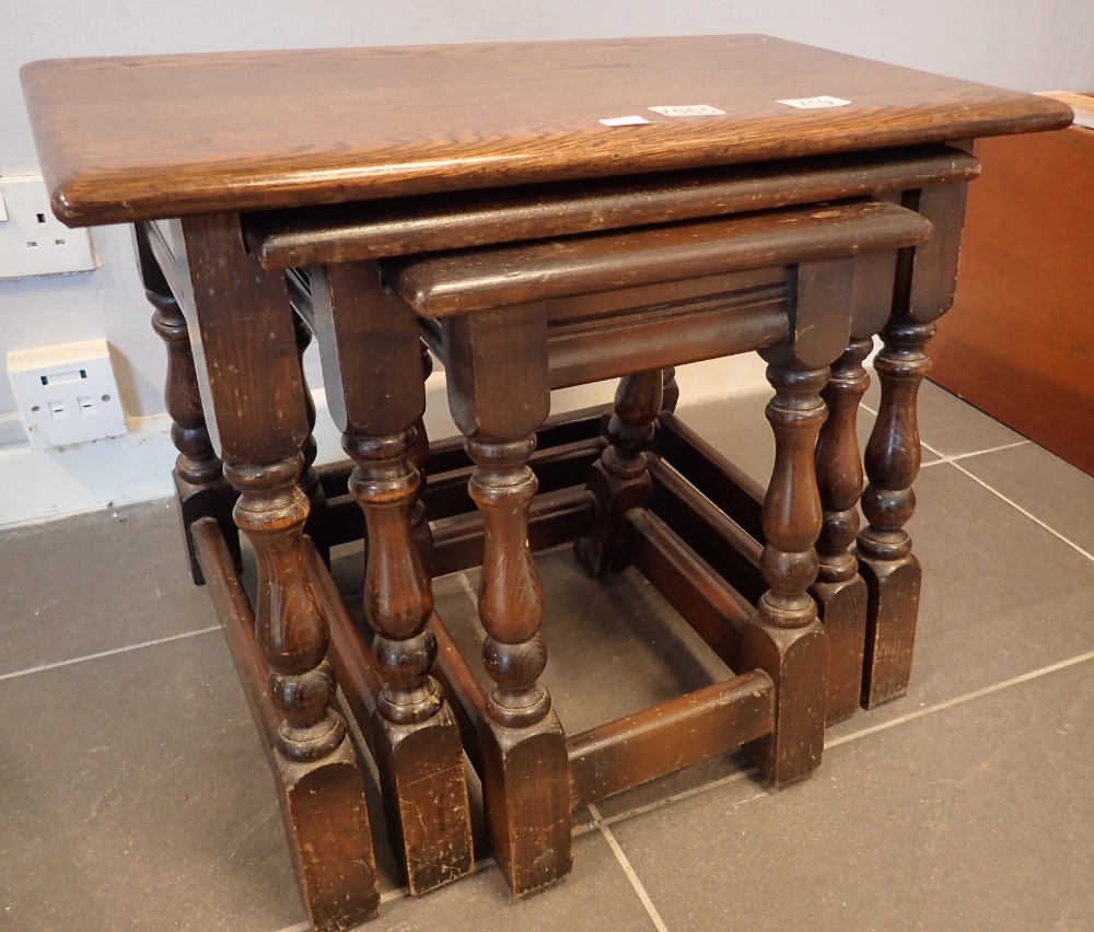 Nest of three oak tables