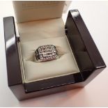 Boxed gents sterling silver stone set ring