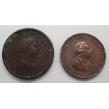 George III 1806 penny and 1799 halfpenny