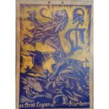 WWII German paper poster on card back with Nazi Waffen stamp to verso