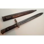 WWI period bayonet in metal scabbard blade stamped OW?
