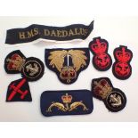 British WWII mixed Navy fabric badges