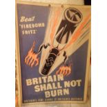 German WWII poster Firebomb Fritz 30 x 45 cm