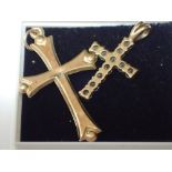 Two 9ct gold crosses one stone set largest H: 31 mm 1.