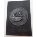 WWII German motorcycle circular metal plaque D: 12 cm