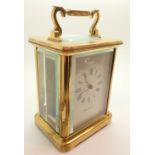 Large eleven jewels movement Made in England Mappin and Webb carriage clock with key H: 14 cm (