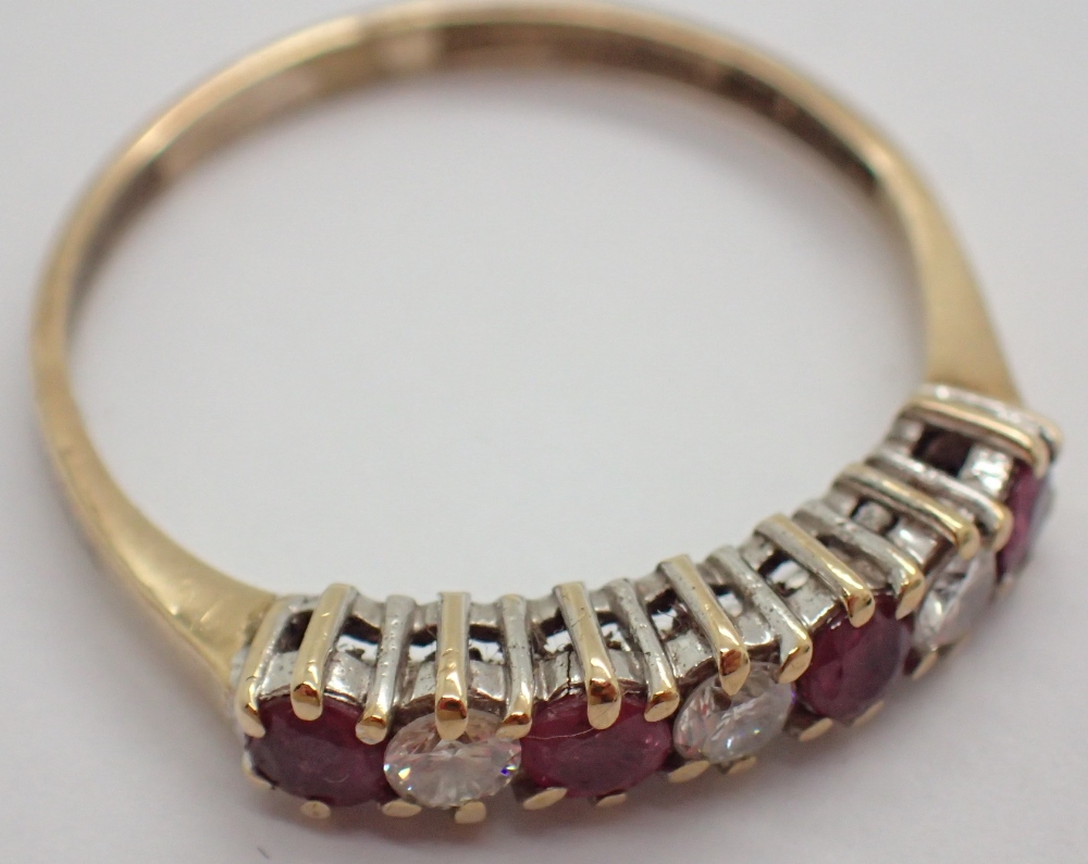 9ct gold ruby and diamond ring size Q