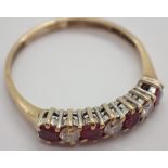 9ct gold ruby and diamond ring size Q