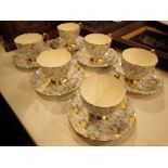 Shelley Chintz Primrose twelve piece tea set with gold handles and trim pattern 13589