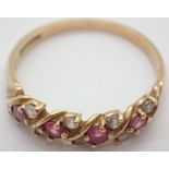 9ct gold ruby and cubic zirconia dress ring size P