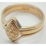 Presumed high carat white and yellow gold and diamond ring size M / N with Egyptian marks 4.
