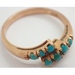 Antique 18ct rose gold and turquoise dress ring size N 3.