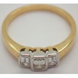 18ct gold three stone diamond ring size N 3.