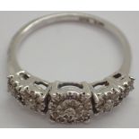 9ct white gold and diamond cocktail ring size L / M 2.