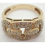 9ct gold fancy diamond knot ring size O 0.5ct 3.