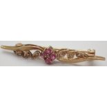 9ct gold ruby and diamond bar brooch 2.