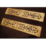 Pair of pierced brass door pushers D: 33 cm